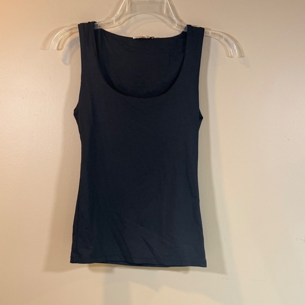 Zara Tank Top Womens M Black Scoop Neck Sleeveless Stretch Quiet Luxury